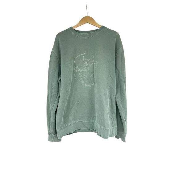 Human Good Soft Green Embroidered Sweatshirt Unisex Oversized Fit Womens Large - Picture 1 of 6